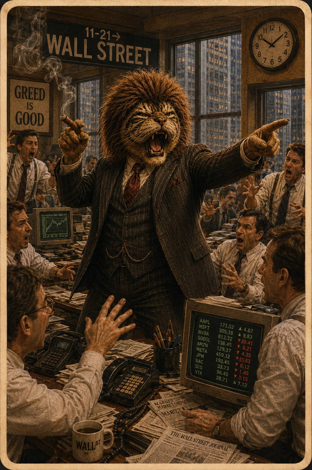 Opening bell — Greed is good, cigar is lit
